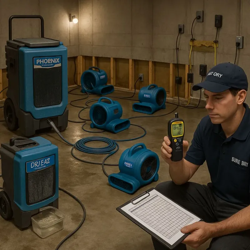 Structural Drying and Dehumidification process in Millbury, MA